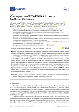 Contingencies of UTX/KDM6A Action in Urothelial Carcinoma