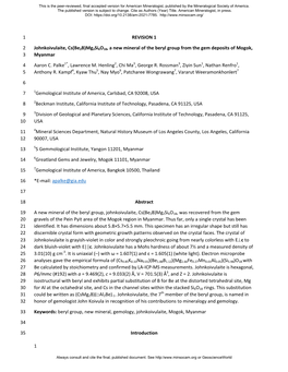 Mg2si6o18, a New Mineral of the Beryl Group from the Gem Deposits of Mogok, 3 Myanmar