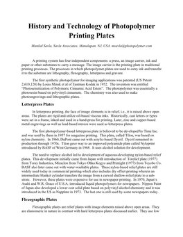 History and Technology of Photopolymer Printing Plates