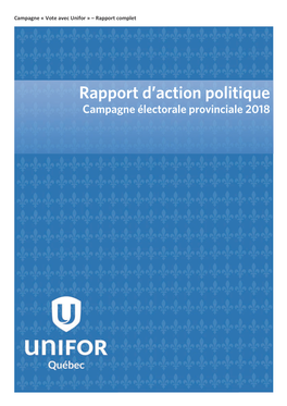 Rapport D'action Politique