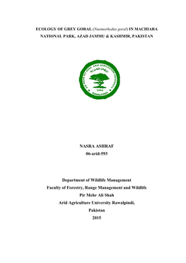 NASRA ASHRAF 06-Arid-593 Department of Wildlife Management