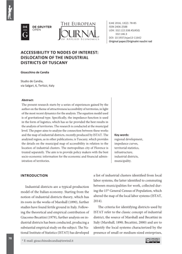 Dislocation of the Industrial Districts of Tuscany