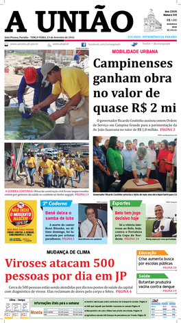 Campinenses Ganham Obra No Valor De Quase R$ 2 Mi O Governador Ricardo Coutinho Assinou Ontem Ordem De Serviço Em Campina Grande Para a Pavimentação Da Av