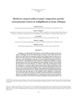 Herbivore Enamel Carbon Isotopic Composition and the Environmental Context of Ardipithecus at Gona, Ethiopia