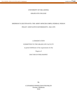 The Army Officer Corps, Federal Indian Policy and Native Sovereignty, 1862-1878