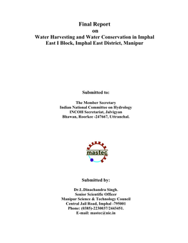 Water Harvesting and Water Conservation in Imphal East District
