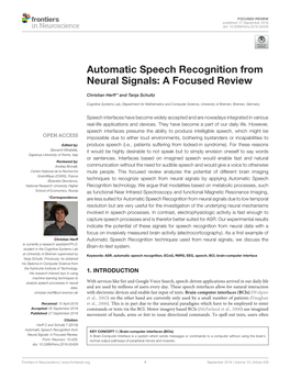 Automatic Speech Recognition from Neural Signals: a Focused Review