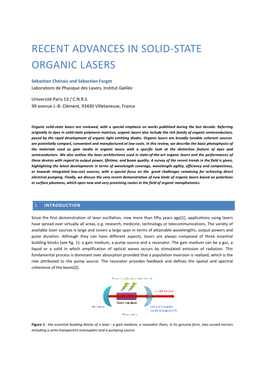 Review PI Organic Lasers