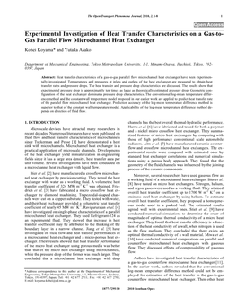 Gas Parallel Flow Microchannel Heat Exchanger Kohei Koyama* and Yutaka Asako