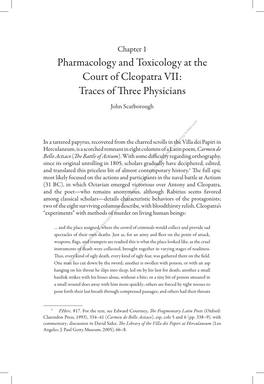 Pharmacology and Toxicology at the Court of Cleopatra VII: Traces of Three Physicians