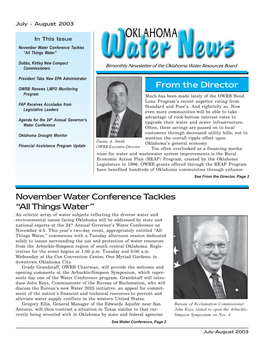 Oklahoma Water News -- July-August 2003