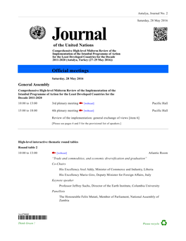 Journal Unit at United Nations Headquarters, New York, and Published in Antalya, Turkey, by the Department for General Assembly and Conference Management