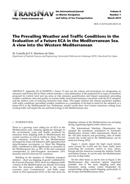 The Prevailing Weather and Traffic Conditions in the Evaluation of a Future ECA in the Mediterranean Sea