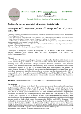 Dothiorella Species Associated with Woody Hosts in Italy