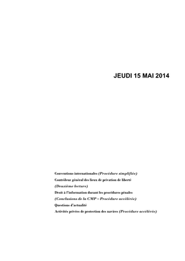 Jeudi 15 Mai 2014