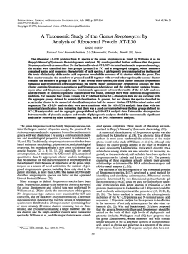 A Taxonomic Study of the Genus Streptomyces by Analysis Of