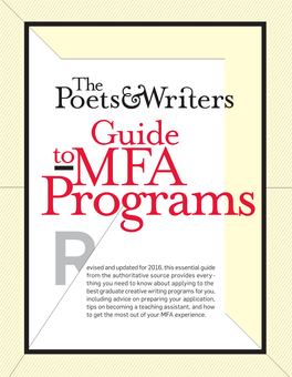 Guide to MFA Programs