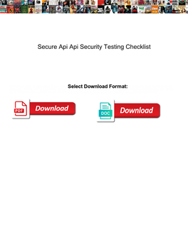 Secure Api Api Security Testing Checklist