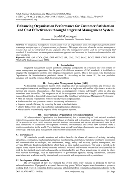 Enhancing Organisation Performance for Customer Satisfaction and Cost Effectiveness Through Integrated Management System