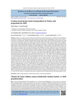 Carbon Stored in Harvested Wood Products in Turkey and Projections for 2020