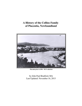 A History of the Collins Family of Placentia, Newfoundland