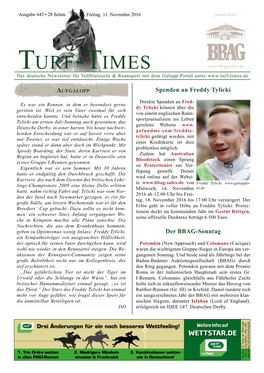 Turf-Times Der Deutsche Newsletter Für Vollblutzucht & Rennsport Mit Dem Galopp-Portal Unter