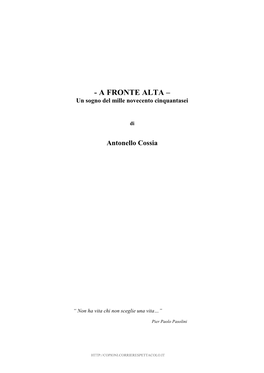 COSSIA Antonello – a Fronte Alta