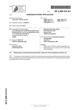 Ethylenically Unsaturated Polysaccharides, Method for Their Production and Their Use