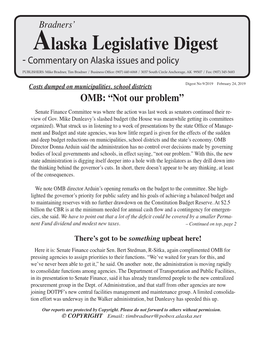 Alaska Legislative Digest - Commentary on Alaska Issues and Policy