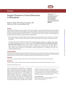 Surgical Treatment of Nasal Obstruction in Rhinoplasty