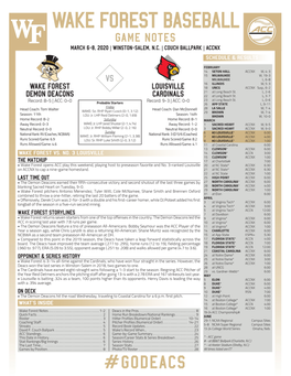 Wake Forest Demon Deacons Louisville Cardinals