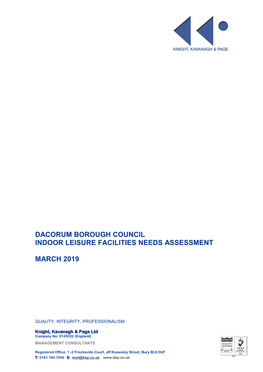 Indoor Leisure Facilities Needs Assessment March 2019