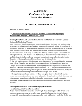 2021 Conference Abstracts