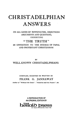 Christadelphian Answers