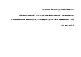 Final Report by the PRSA Assessment Team for East Renfrewshire