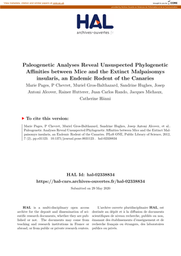 Paleogenetic Analyses Reveal Unsuspected Phylogenetic Affinities