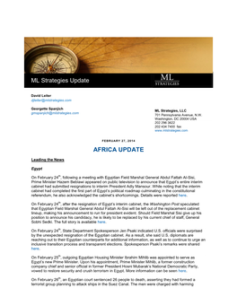 ML Strategies Update AFRICA UPDATE