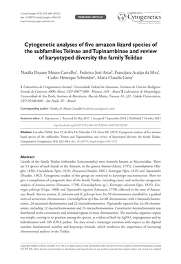 Cytogenetic Analyses of Five Amazon Lizard Species of the Subfamilies Teiinae and Tupinambinae and Review of Karyotyped Diversity the Family Teiidae