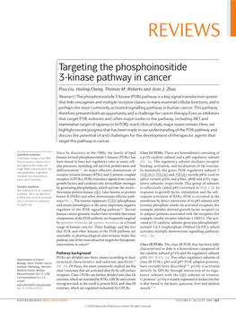 Targeting the Phosphoinositide 3-Kinase Pathway in Cancer