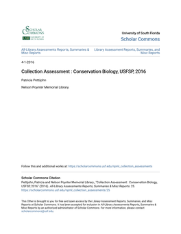 Collection Assessment : Conservation Biology, USFSP, 2016