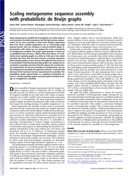 Scaling Metagenome Sequence Assembly with Probabilistic De Bruijn Graphs