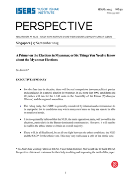 A Primer on the Elections in Myanmar, Or Six Things You Need to Know About the Myanmar Elections
