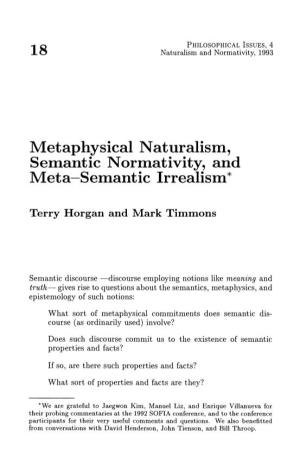 Metaphysical Naturalism, Semantic Normativity, and Meta-Semantic