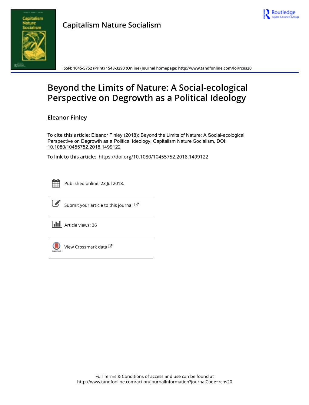 A Social-Ecological Perspective on Degrowth As a Political Ideology