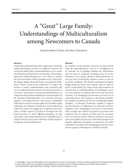 Understandings of Multiculturalism Among Newcomers to Canada