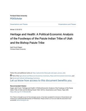 A Political-Economic Analysis of the Foodways of the Paiute Indian Tribe of Utah and the Bishop Paiute Tribe