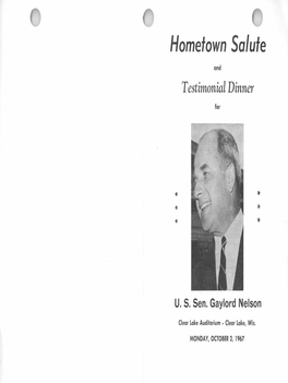 Senator Gaylord Nelson Testimonial Dinner, Clear Lake, Wisconsin