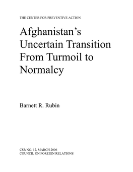 Afghanistan's Uncertain Transition