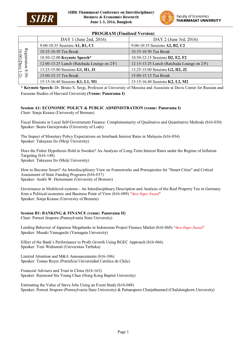 Finalized Version) DAY 1 (June 2Nd, 2016) DAY 2 (June 3Rd, 2016