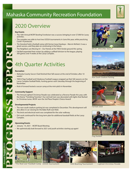 Mahaska Community Recreation Foundation Mahaska Annual Report 2020 • • Activities